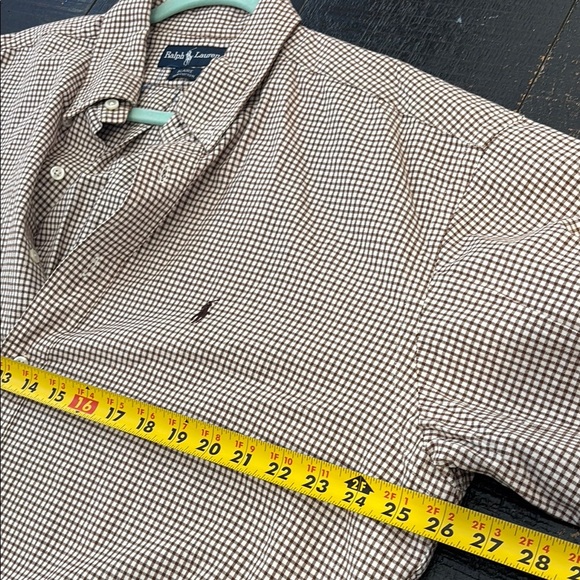 Ralph Lauren Blaire 100% Cotton Gingham Brown White Button Down Shirt size L - Picture 8 of 9